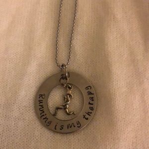 Silver "Running is my therapy" necklace